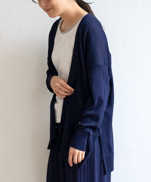 ikka(イッカ)の「【吸水速乾・UVカット】洗えるさらっとカーディガン(カーディガン/ボレロ・レディース・イエロー/ネイビー/ライトグレー/グリーン・S/M/L)」の3枚目の写真