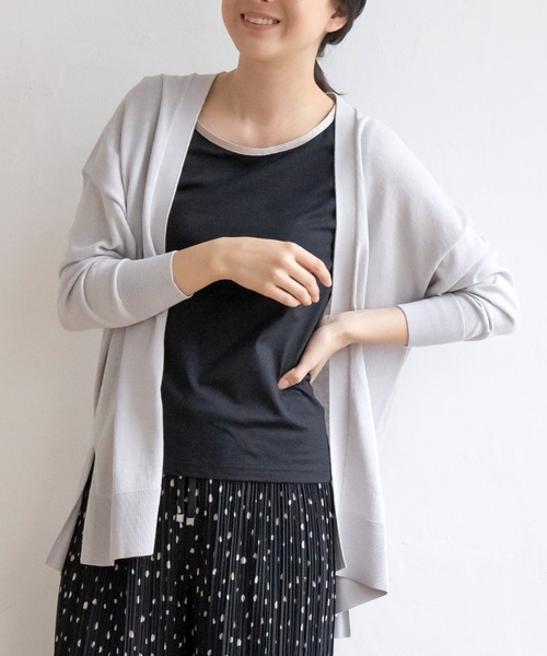 ikka(イッカ)の「【吸水速乾・UVカット】洗えるさらっとカーディガン(カーディガン/ボレロ・レディース・イエロー/ネイビー/ライトグレー/グリーン・S/M/L)」の2枚目の写真