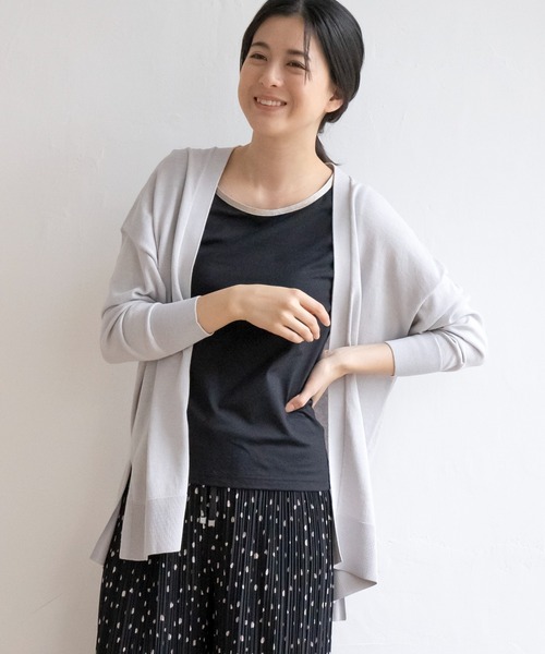 ikka(イッカ)の「【吸水速乾・UVカット】洗えるさらっとカーディガン(カーディガン/ボレロ・レディース・イエロー/ネイビー/ライトグレー/グリーン・S/M/L)」の21枚目の写真