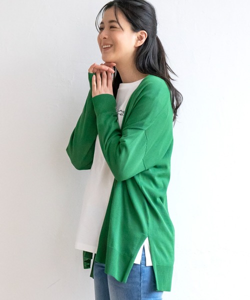 ikka(イッカ)の「【吸水速乾・UVカット】洗えるさらっとカーディガン(カーディガン/ボレロ・レディース・イエロー/ネイビー/ライトグレー/グリーン・S/M/L)」の22枚目の写真