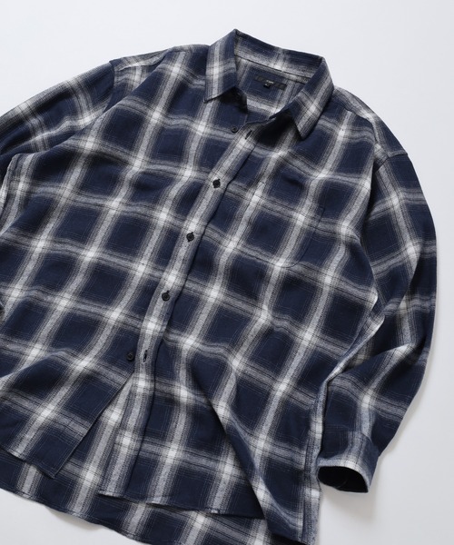 CIAO（チャオ）の「ciao オンブレチェックシャツ 長袖（シャツ/ブラウス・メンズ・レッド/グリーン/グレー/ブラック/ベージュ/ブラック系/ホワイト系/ベージュ系/グレー系/ブルー系/ネイビー系/オレンジ系・M/L/XL）」の9枚目の写真