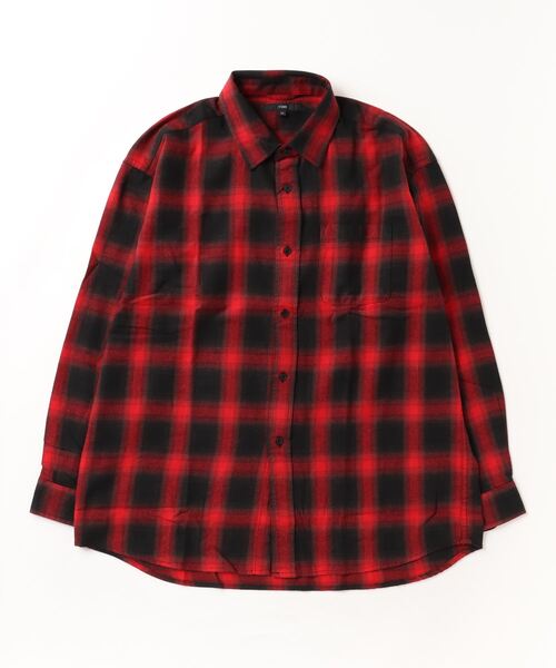 CIAO（チャオ）の「ciao オンブレチェックシャツ 長袖（シャツ/ブラウス・メンズ・レッド/グリーン/グレー/ブラック/ベージュ/ブラック系/ホワイト系/ベージュ系/グレー系/ブルー系/ネイビー系/オレンジ系・M/L/XL）」の11枚目の写真