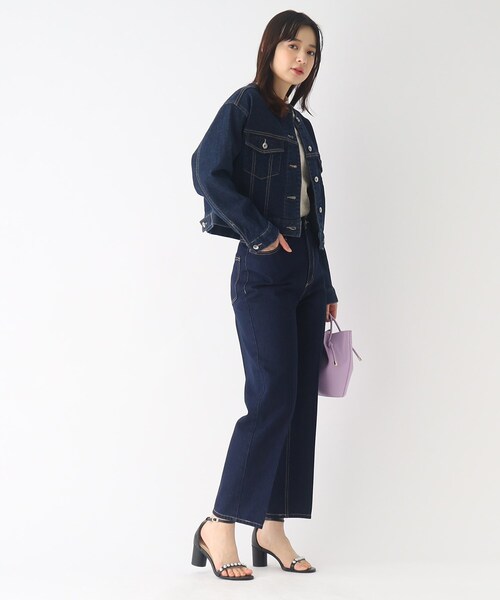 index(インデックス)の「◆穿き心地柔らか美シルエット セルロースブレンド ストレートデニム(デニムパンツ・レディース・ブルー/ネイビー・36/38/40/42)」の4枚目の写真
