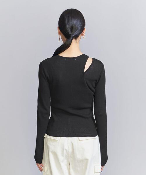 BEAUTY&YOUTH UNITED ARROWS（ビューティーアンドユースユナイテッドアローズ）の「コットンリブ スラッシュ レイヤード プルオーバー（ニット/セーター・レディース・ブラック/オフホワイト/ライム・FREE）」の6枚目の写真