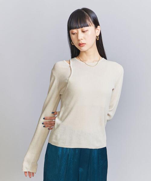 BEAUTY&YOUTH UNITED ARROWS（ビューティーアンドユースユナイテッドアローズ）の「コットンリブ スラッシュ レイヤード プルオーバー（ニット/セーター・レディース・ブラック/オフホワイト/ライム・FREE）」の12枚目の写真