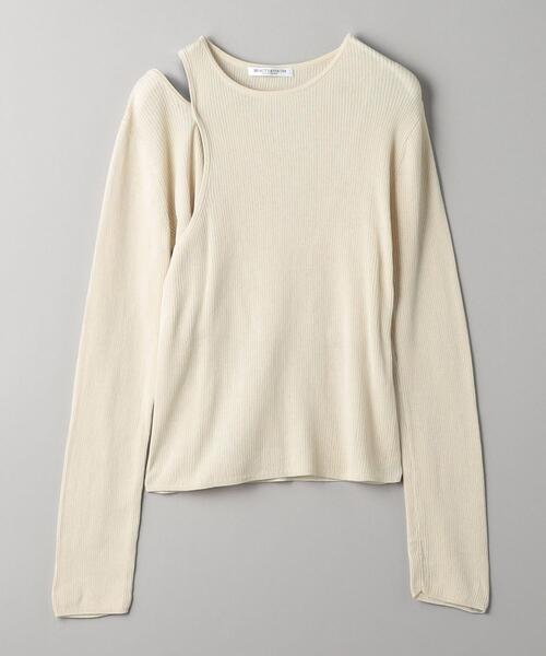 BEAUTY&YOUTH UNITED ARROWS（ビューティーアンドユースユナイテッドアローズ）の「コットンリブ スラッシュ レイヤード プルオーバー（ニット/セーター・レディース・ブラック/オフホワイト/ライム・FREE）」の22枚目の写真