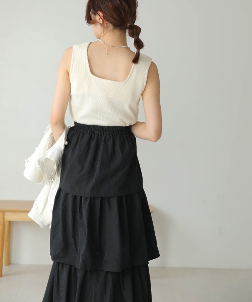 Bab(バブ)の「前後2WAYスクエアタンクトップ(タンクトップ・レディース・グレイッシュベージュ/アイボリー/ブラック・FREE)」の9枚目の写真