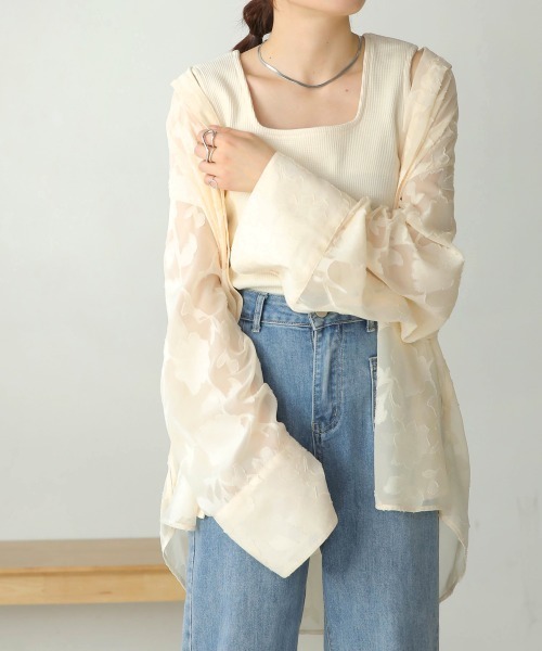 Bab(バブ)の「前後2WAYスクエアタンクトップ(タンクトップ・レディース・グレイッシュベージュ/アイボリー/ブラック・FREE)」の11枚目の写真