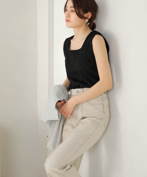Bab(バブ)の「前後2WAYスクエアタンクトップ(タンクトップ・レディース・グレイッシュベージュ/アイボリー/ブラック・FREE)」の17枚目の写真