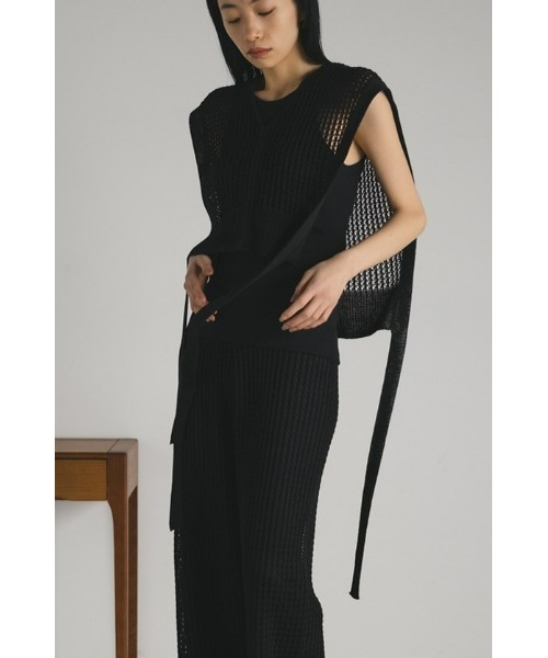 STYLEMIXER（スタイルミキサー）の「ドライニットクロシェベスト（ベスト・レディース・アイボリー/ブラック・FREE）」の2枚目の写真