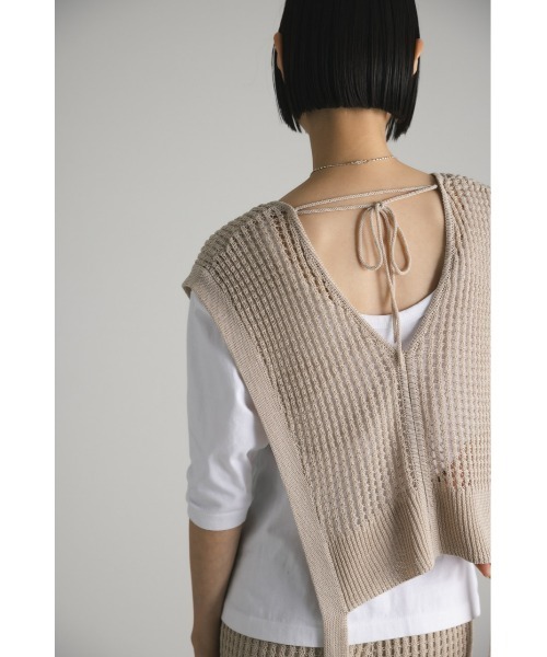 STYLEMIXER（スタイルミキサー）の「ドライニットクロシェベスト（ベスト・レディース・アイボリー/ブラック・FREE）」の3枚目の写真