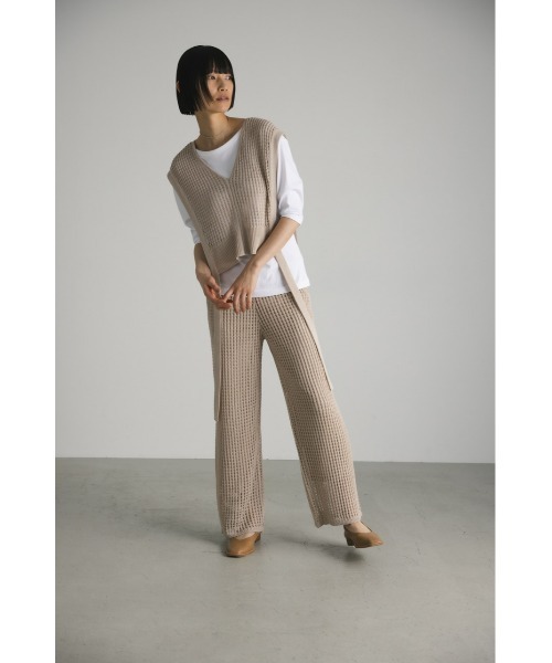 STYLEMIXER（スタイルミキサー）の「ドライニットクロシェベスト（ベスト・レディース・アイボリー/ブラック・FREE）」の4枚目の写真