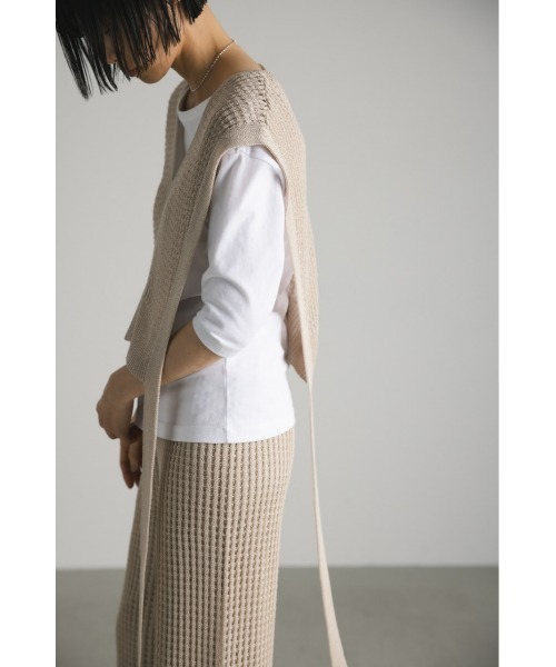 STYLEMIXER（スタイルミキサー）の「ドライニットクロシェベスト（ベスト・レディース・アイボリー/ブラック・FREE）」の7枚目の写真