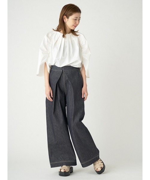 emmi（エミ）の「【emmi atelier】フロントタックワイドデニムパンツ（デニムパンツ・レディース・インディゴブルー・1/0）」の20枚目の写真