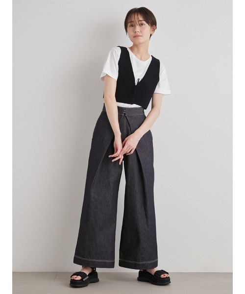 emmi（エミ）の「【emmi atelier】フロントタックワイドデニムパンツ（デニムパンツ・レディース・インディゴブルー・1/0）」の14枚目の写真