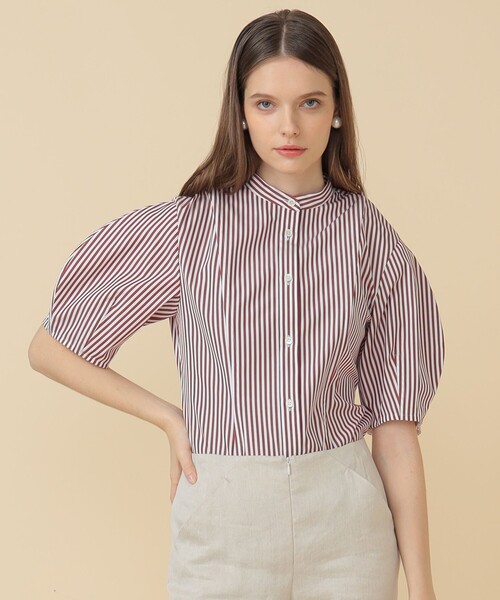 EFFE BEAMS（エッフェビームス）の「EFFE BEAMS / ストライプ ボリュームスリーブ ブラウス（シャツ/ブラウス・レディース・レッド/ブラック・38/36）」の6枚目の写真