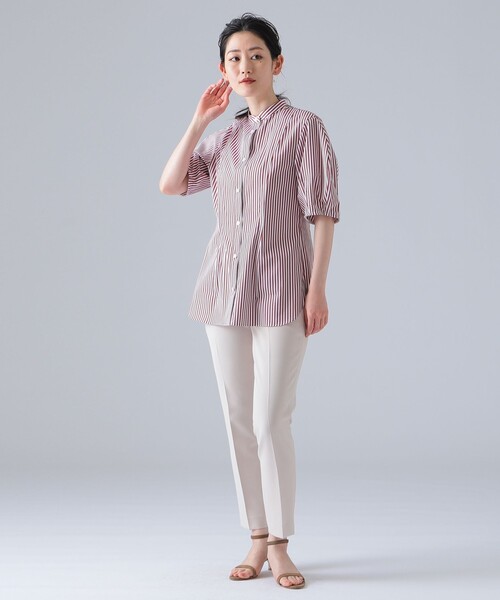 EFFE BEAMS（エッフェビームス）の「EFFE BEAMS / ストライプ ボリュームスリーブ ブラウス（シャツ/ブラウス・レディース・レッド/ブラック・38/36）」の8枚目の写真