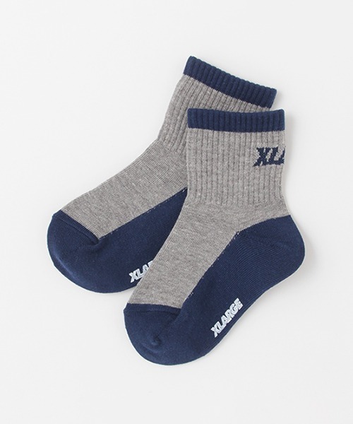 XLARGE KIDS（エクストララージキッズ）の「ロゴミドルソックス【日本製】（ソックス/靴下・キッズ・グリーン/ホワイト/グレー・15-17cm/17-19cm/19-21cm/13-15cm）」の3枚目の写真