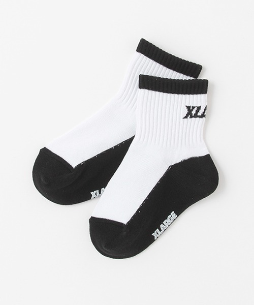 XLARGE KIDS（エクストララージキッズ）の「ロゴミドルソックス【日本製】（ソックス/靴下・キッズ・グリーン/ホワイト/グレー・15-17cm/17-19cm/19-21cm/13-15cm）」の2枚目の写真