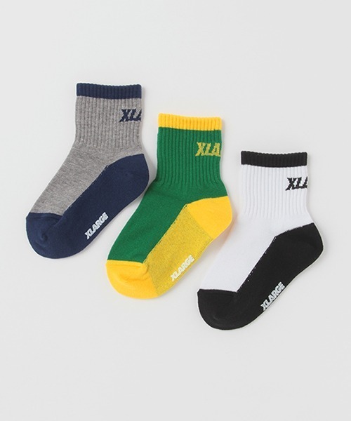 XLARGE KIDS（エクストララージキッズ）の「ロゴミドルソックス【日本製】（ソックス/靴下・キッズ・グリーン/ホワイト/グレー・15-17cm/17-19cm/19-21cm/13-15cm）」の10枚目の写真