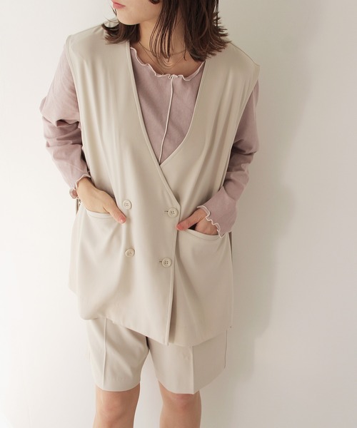 Crisp（クリスプ）の「サイドベルトジレ（ベスト・レディース・アイボリー/ブラック・FREE）」の12枚目の写真