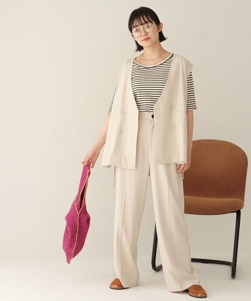 Crisp（クリスプ）の「サイドベルトジレ（ベスト・レディース・アイボリー/ブラック・FREE）」の17枚目の写真