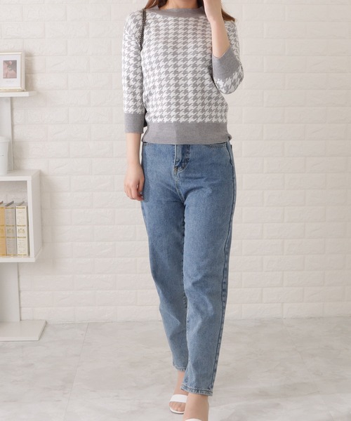 Lace Ladies(レースレディース)の「千鳥柄7分袖ニットプルオーバー(シャツ/ブラウス・レディース・ブラック/グレー/ホワイト/ピンク・FREE)」の13枚目の写真