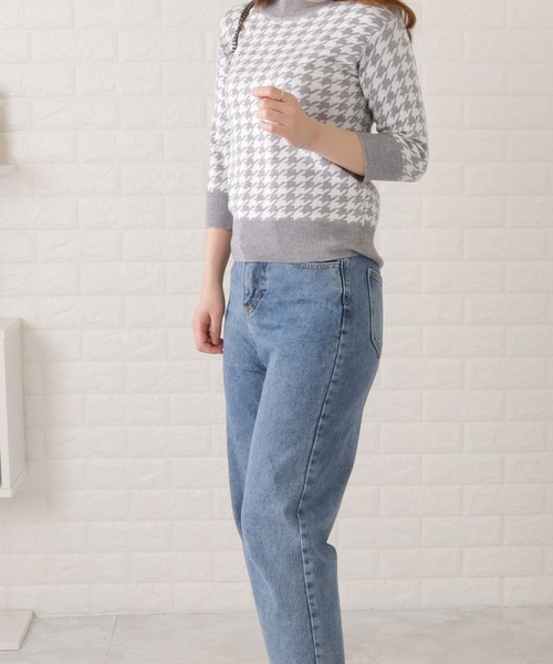 新品　ラウドマウス　千鳥柄　ニット 楽天市場】千鳥柄ニット ニット レディース トップス 長袖 千鳥
