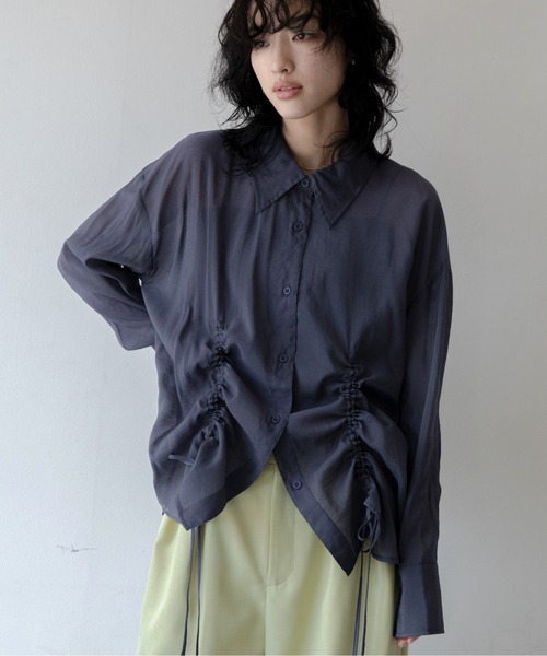 VACANCY(ヴァカンシー)の「スリットドロストシアーシャツ(シャツ/ブラウス・レディース・ホワイト/ブルー・FREE)」の20枚目の写真