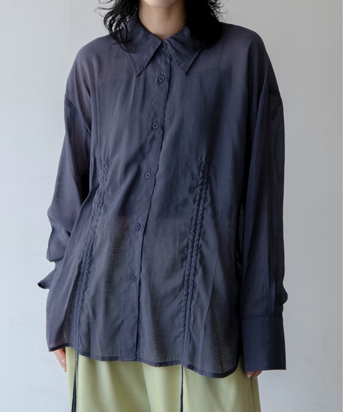 VACANCY(ヴァカンシー)の「スリットドロストシアーシャツ(シャツ/ブラウス・レディース・ホワイト/ブルー・FREE)」の21枚目の写真