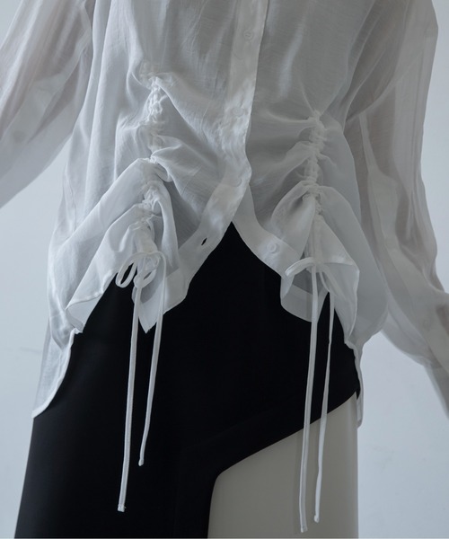 VACANCY(ヴァカンシー)の「スリットドロストシアーシャツ(シャツ/ブラウス・レディース・ホワイト/ブルー・FREE)」の3枚目の写真