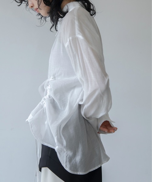 VACANCY(ヴァカンシー)の「スリットドロストシアーシャツ(シャツ/ブラウス・レディース・ホワイト/ブルー・FREE)」の18枚目の写真
