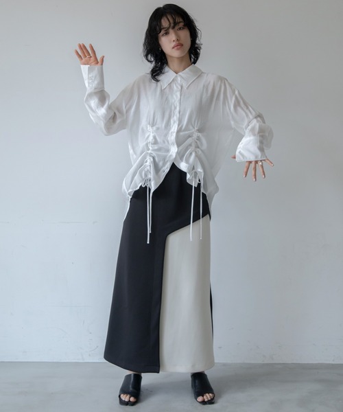 VACANCY(ヴァカンシー)の「スリットドロストシアーシャツ(シャツ/ブラウス・レディース・ホワイト/ブルー・FREE)」の9枚目の写真