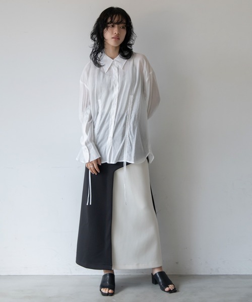 VACANCY(ヴァカンシー)の「スリットドロストシアーシャツ(シャツ/ブラウス・レディース・ホワイト/ブルー・FREE)」の10枚目の写真