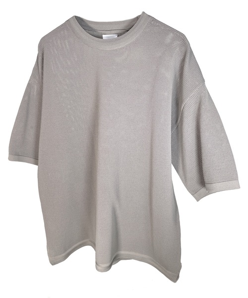 FORTUNA HOMME(フォルトゥナオム)の「FORTUNAHOMME ECOTEC MeshKnit Tee(Tシャツ/カットソー・メンズ・グレイッシュベージュ/ブラック・2/1)」の2枚目の写真