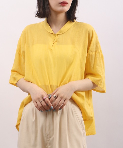 Emago(イマゴ)の「EMAGO くじら星座ブローチ付き半袖ブラウス(シャツ/ブラウス・レディース・グレー/アイボリー/マスタード・FREE)」の18枚目の写真