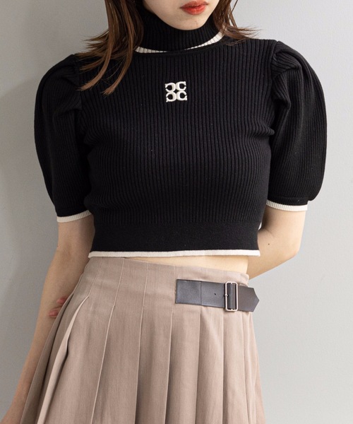 Chico（チコ）の「【SALON by Chico限定】バイカラー刺繍チビニット（ニット/セーター・レディース・ブルー/アイボリー/ブラック・FREE）」の3枚目の写真