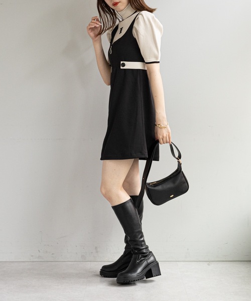 Chico（チコ）の「【SALON by Chico限定】バイカラー刺繍チビニット（ニット/セーター・レディース・ブルー/アイボリー/ブラック・FREE）」の14枚目の写真