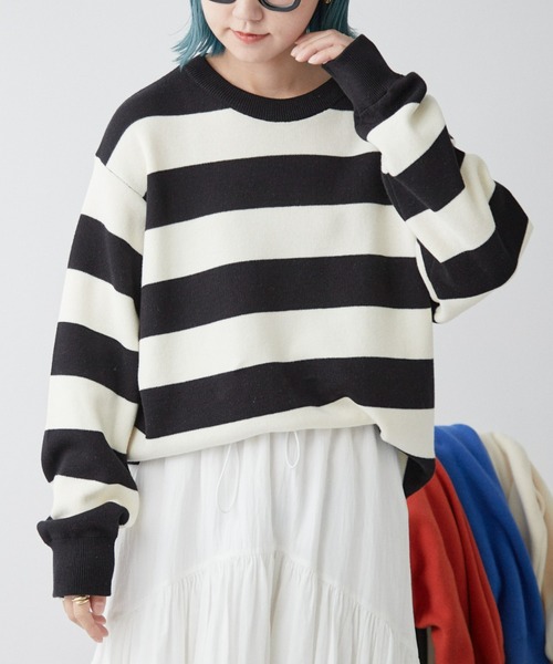 CIAOPANIC TYPY（チャオパニックティピー）の「【ユニセックス】ウォッシャブルスウェットライクニット（ニット/セーター・メンズ・オレンジ/ブラック×ホワイト/グリーン/ブラック/ブルー/グレー/オフホワイト・SMALL/MEDIUM/LARGE/X-LARGE）」の16枚目の写真