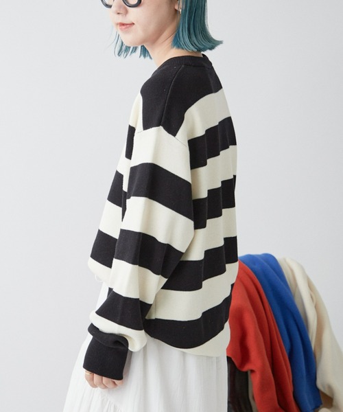 CIAOPANIC TYPY（チャオパニックティピー）の「【ユニセックス】ウォッシャブルスウェットライクニット（ニット/セーター・メンズ・オレンジ/ブラック×ホワイト/グリーン/ブラック/ブルー/グレー/オフホワイト・SMALL/MEDIUM/LARGE/X-LARGE）」の17枚目の写真