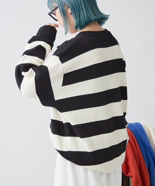 CIAOPANIC TYPY（チャオパニックティピー）の「【ユニセックス】ウォッシャブルスウェットライクニット（ニット/セーター・メンズ・オレンジ/ブラック×ホワイト/グリーン/ブラック/ブルー/グレー/オフホワイト・SMALL/MEDIUM/LARGE/X-LARGE）」の18枚目の写真