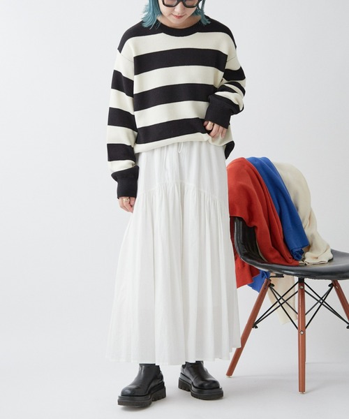 CIAOPANIC TYPY（チャオパニックティピー）の「【ユニセックス】ウォッシャブルスウェットライクニット（ニット/セーター・メンズ・オレンジ/ブラック×ホワイト/グリーン/ブラック/ブルー/グレー/オフホワイト・SMALL/MEDIUM/LARGE/X-LARGE）」の20枚目の写真