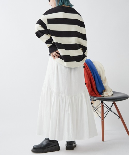 CIAOPANIC TYPY（チャオパニックティピー）の「【ユニセックス】ウォッシャブルスウェットライクニット（ニット/セーター・メンズ・オレンジ/ブラック×ホワイト/グリーン/ブラック/ブルー/グレー/オフホワイト・SMALL/MEDIUM/LARGE/X-LARGE）」の22枚目の写真