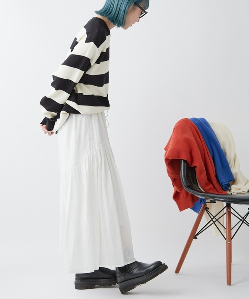 CIAOPANIC TYPY（チャオパニックティピー）の「【ユニセックス】ウォッシャブルスウェットライクニット（ニット/セーター・メンズ・オレンジ/ブラック×ホワイト/グリーン/ブラック/ブルー/グレー/オフホワイト・SMALL/MEDIUM/LARGE/X-LARGE）」の21枚目の写真