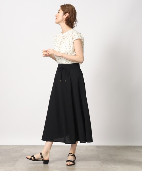 grove（グローブ）の「◆【お仕事にもおでかけにも】リボンベルト付きフレアスカート（スカート・レディース・ブラック/ピンク系その他/ライトベージュ・02/03/01/04/05）」の6枚目の写真