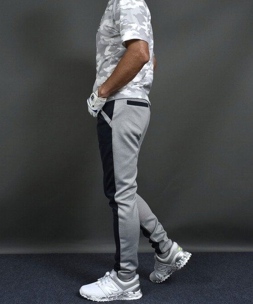 ポンチ ジャージ素材 ゴルフウェア前後切替 ストレッチ ゴルフパンツ