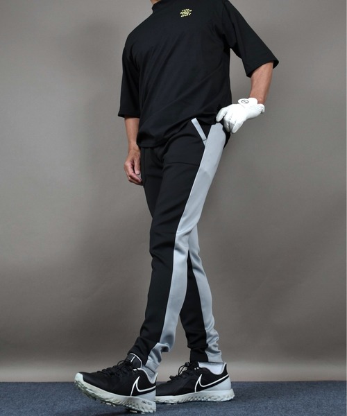 ポンチ ジャージ素材 ゴルフウェア前後切替 ストレッチ ゴルフパンツ