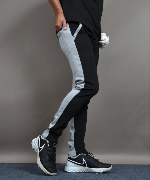 ポンチ ジャージ素材 ゴルフウェア前後切替 ストレッチ ゴルフパンツ