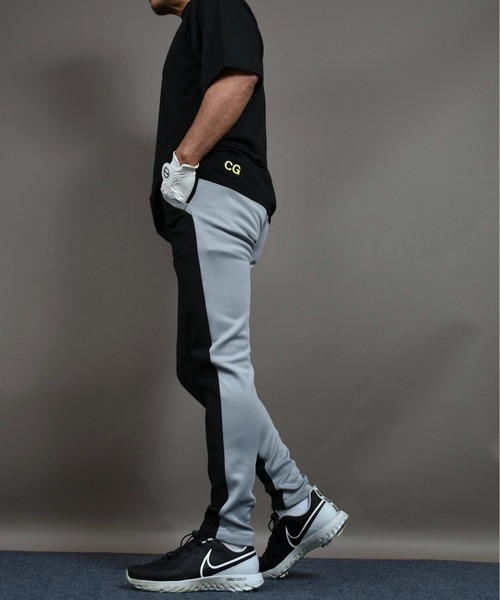 ポンチ ジャージ素材 ゴルフウェア前後切替 ストレッチ ゴルフパンツ