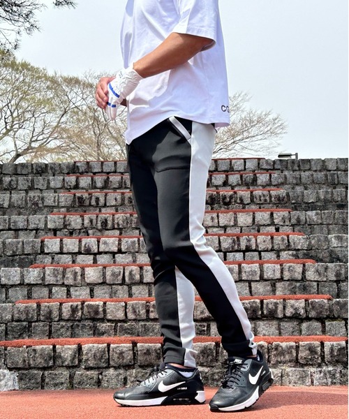 ポンチ ジャージ素材 ゴルフウェア前後切替 ストレッチ ゴルフパンツ